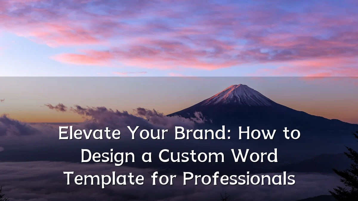 Elevate Your Brand: How to Design a Custom Word Template for Professionals